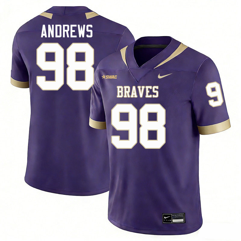 Alcorn State Braves #98 Kenneth Andrews College Football Jerseys,Uniforms Stitched-Purple